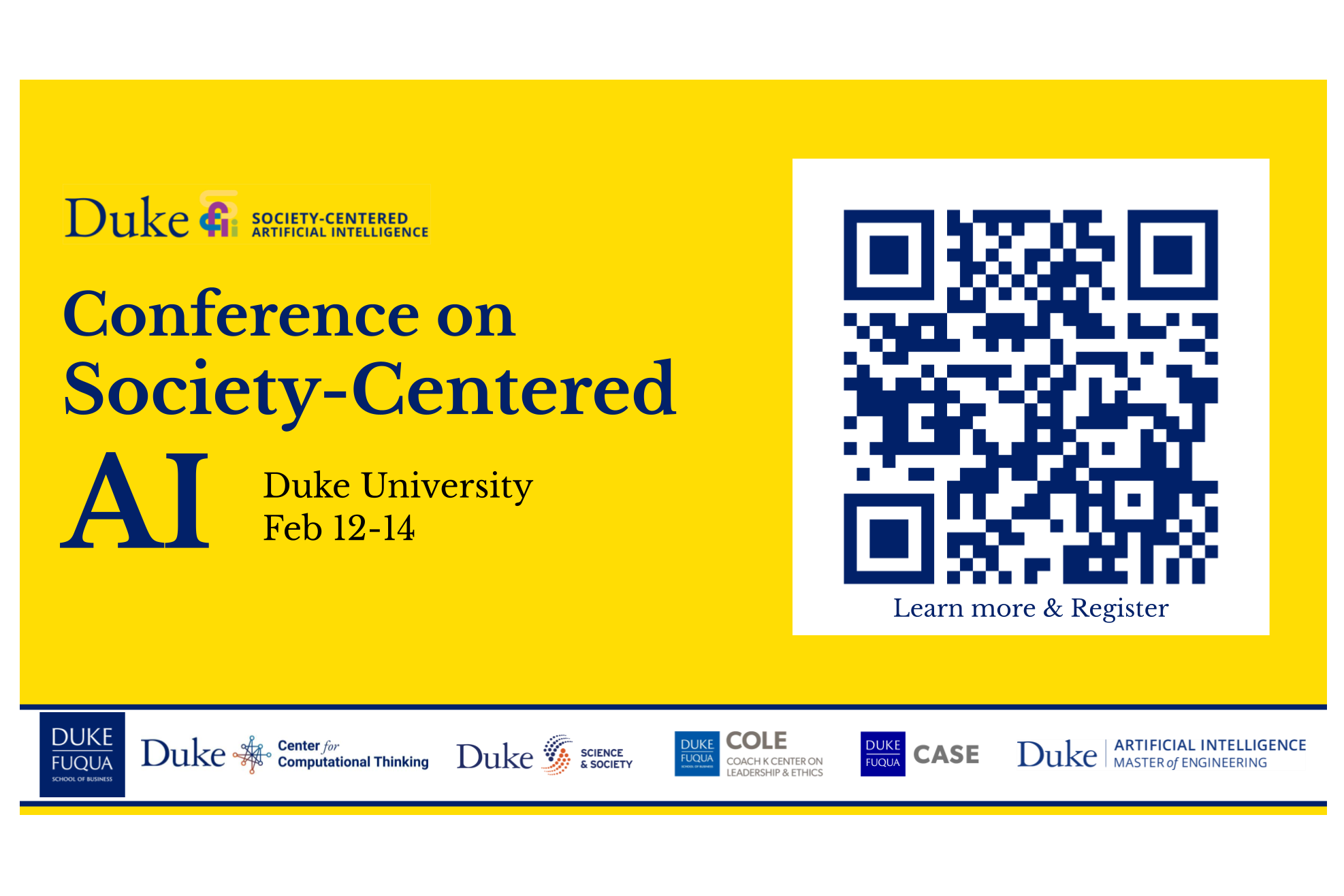 Conference on Society-Centered AI Feb 12-15 superimposed on a stylized image
